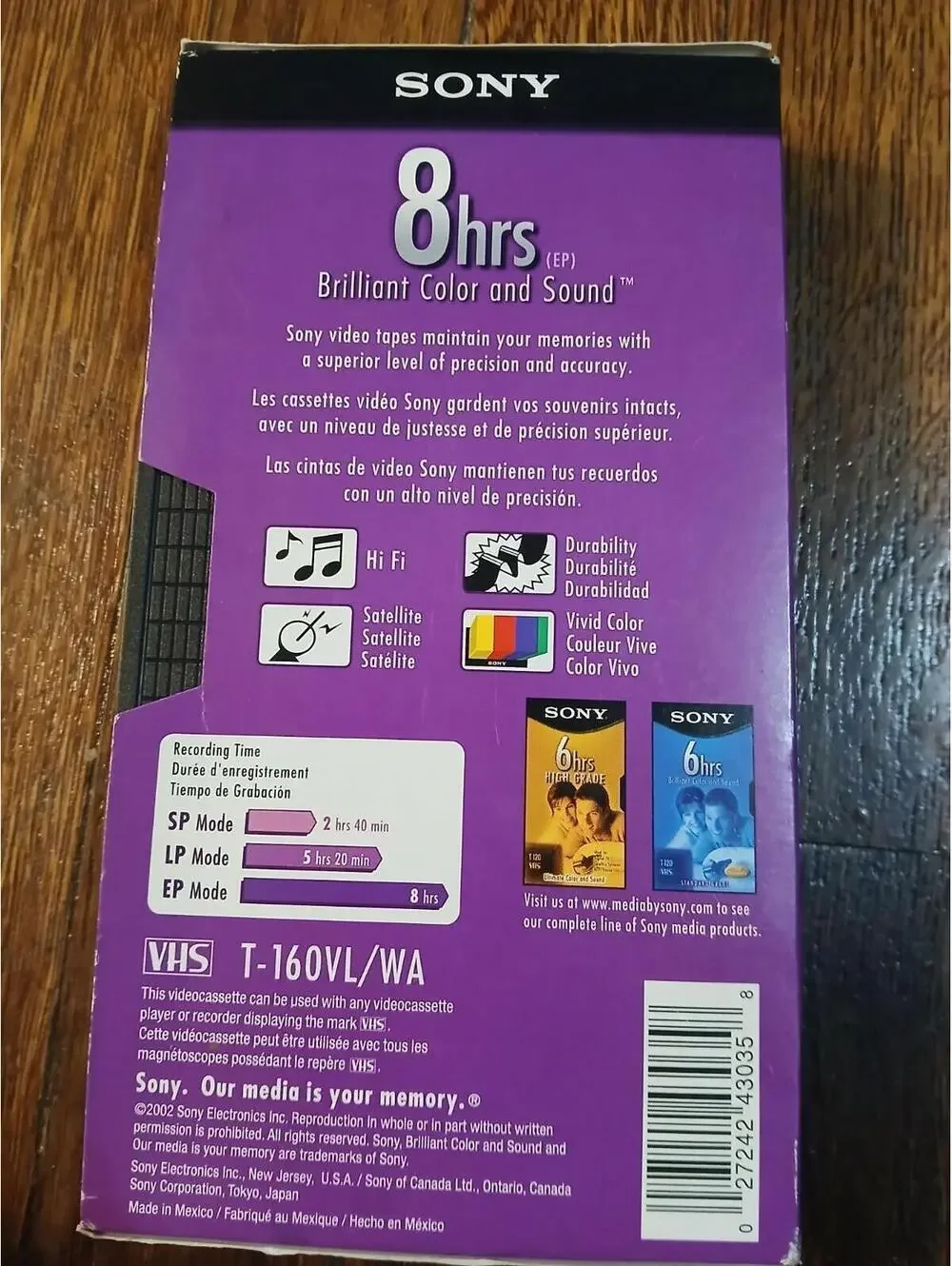 NEW Sony 8 Hours Premium Grade T-160 Blank Recordable VHS Tape